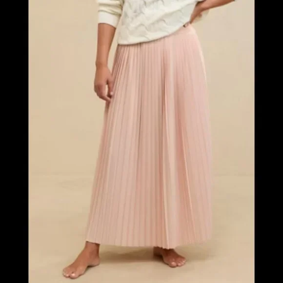 Aerie | Light Pink Balletcore Maxi Pleated Elastic Waist Skirt Small - Picture 1 of 6